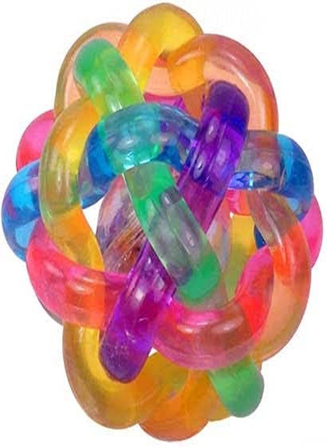Pet Guard Rubber and Latex Squeaky Rainbow Woven Balls with Inner Bell Toys for Puppy and Kitten (Small) - Image 1